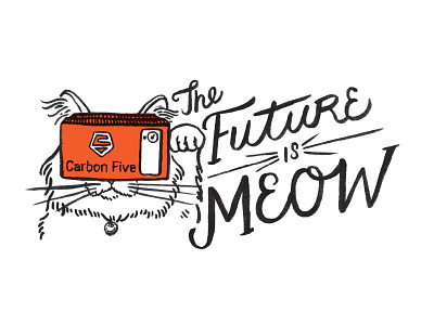 Future Is Meow black and white cat google cardboard hand drawn type illustration oculus typography vr