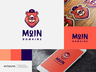 MOIN DOMAINS art artsigma bear brand cartoon design domains icon logo logo design logotipo mark moin