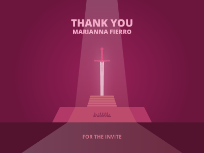 Hello dribbble ! debut dribbble excalibur first illustration invitation invite shot sword thank you thanks