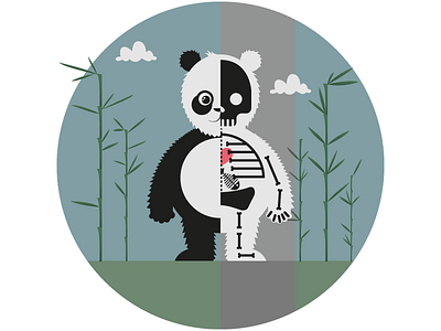 Panda - ZAPart bamboo bone flat head illustration infographic panda scanner