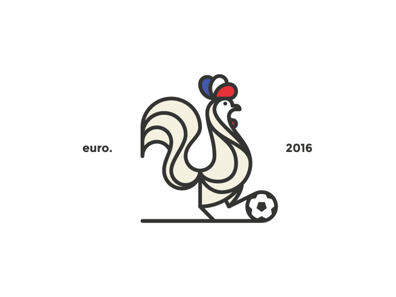 Euro 2016 - Rooster ball chicken euro 2016 flat football france geometry illustration logo mark rooster