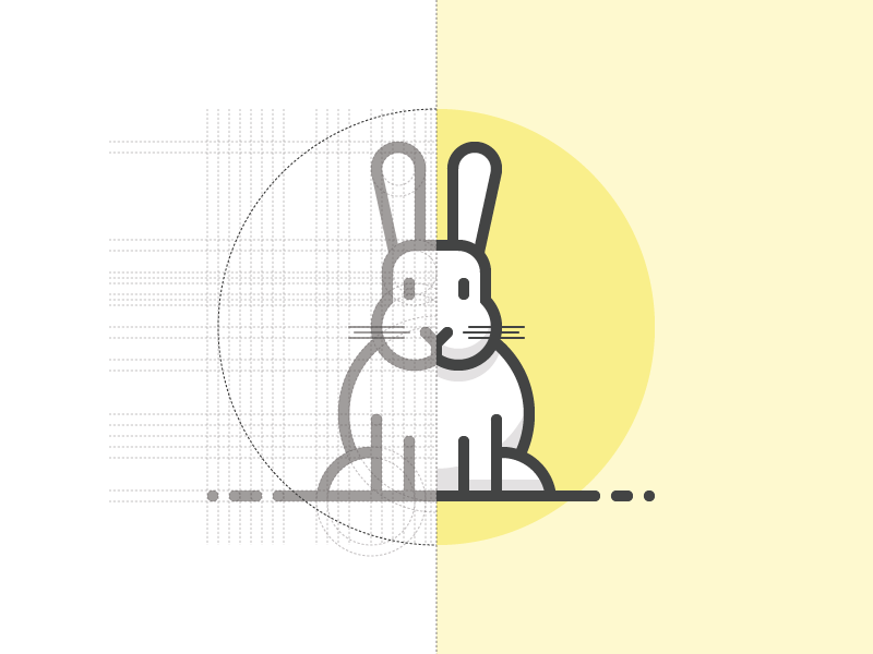 Rabbit - La boulette - Build animal bunny cartoon character cute geometric geometry grid illustration pets rabbit vector