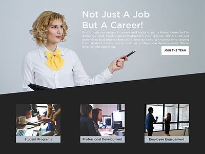 Careers Home Page - Top Portion business business website career design frontend design hiring jobs ui user interface web design website website redesign