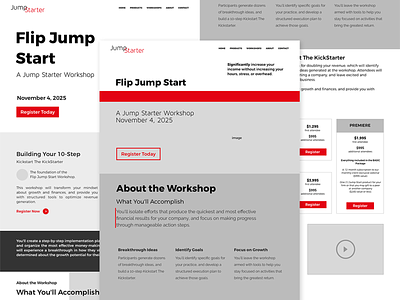 Workshop: Jump Starter - Wireframe frontend design homepage landing page mockup ui user interface web design webdesign website wireframe wireframes workshop