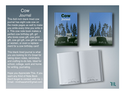 Cow Journal book cover design book design cow design illustration journal mridha zahid mz