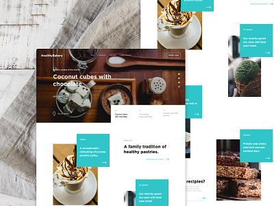 HealthyBakery bakery banner branding clean design homepage landing page product teal typography ui design ux design web web design website white