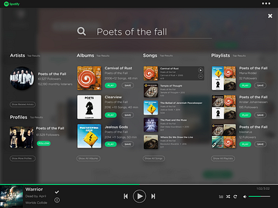 Spotify Search - UI Redesign spotify spotify search spotify search ui redesign spotify spotlight search