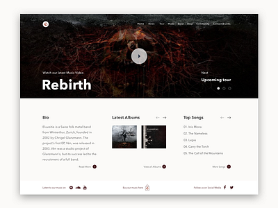 Rebirth band eluveitie folk metal landing page music sound ui ux website