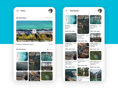 Travel Stories Part 3 Home Page mobile app design travel journal app travel stories ui design ux design
