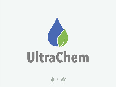 UltraChem Logo branding clean design leaf logo minimal organic typography vector water water based waterdrop