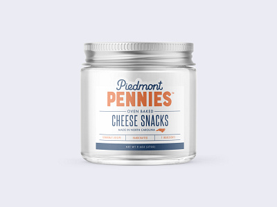 Piedmont Pennies Label - Final Concept biscuits branding cheese cheese snacks food and beverage labeldesign labels snacks