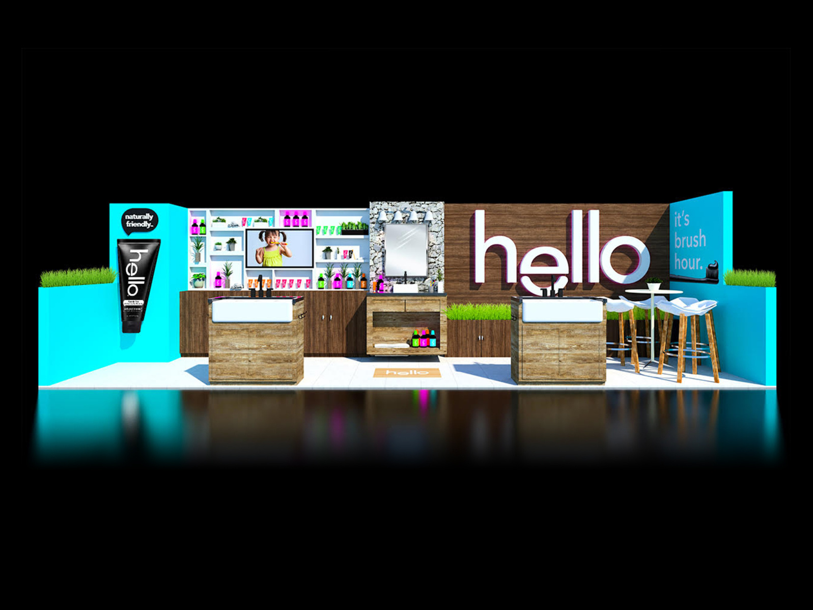 Hello Toothpaste Trade Show Booth Rendering by 32 North Design on Dribbble