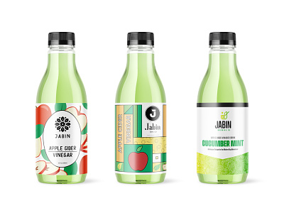 Jabin Bev Co - Unused Labels apple cider vinegar beverage branding cpg design drink food and drink juice logo minimal snack typography