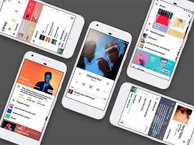 Google Play Music Concept android concept google minimal mockup photoshop pixel play music psd redesign ui