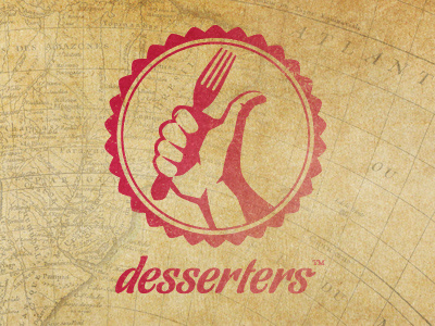 Desserters Logo desserts food fork hand identity logo postres sweets travel vagabond