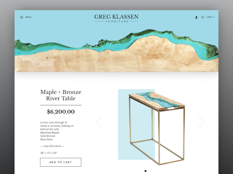 DailyUI #003 product page furniture sketch dailyui website