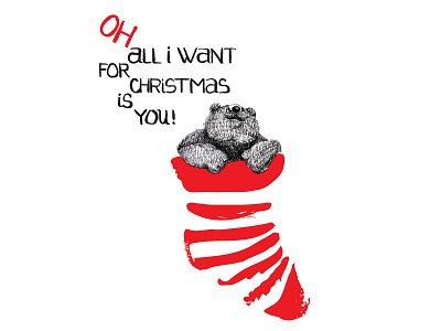 Oh Bear in a sock bear design drawing graphic design greeting holiday illustration postcard sock