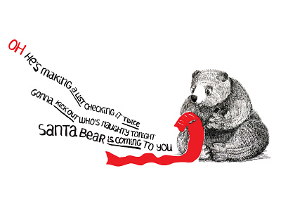 Oh Bear writes a list bear christmas design drawing graphic design greeting holiday illustration list postcard write