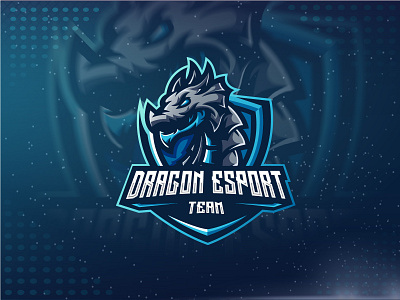 Dragon animal blue branding design dragon esport game gaming head logo mascot shield