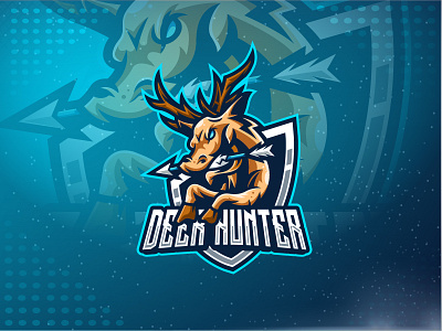 Deer hunter animal branding deer design esport gaming head logo shield team