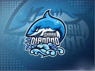 Shark Logo blue brand branding diamond esport fish icon illustration logo logo design logo esport luxury mascot shark shop team