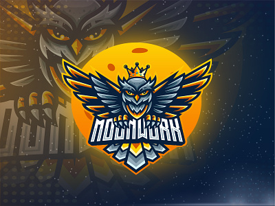 Owl Logo brand branding charater esport icon illustration king logo logo design logo esport moon owl logo