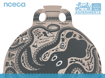 NCECA 2015 ad branding ceramics conference design illustration little friends of printmaking octopus word mark