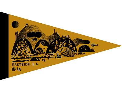 Eastside LA Pennant design flag illustration landscape little friends of printmaking los angeles pennant silkscreen