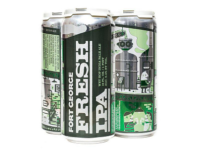 Fort George beer can characters design food packaging illustration little friends of printmaking