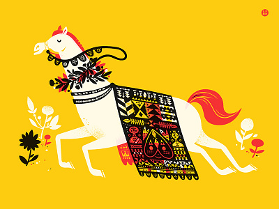 Year of the Horse characters design illustration little friends of printmaking poster screenprint silkscreen zodiac