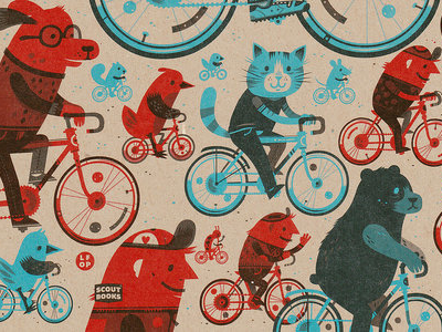 Scout Books bikes book characters design illustration little friends of printmaking offset