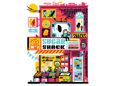 Sugar Shack bodega cat characters design illustration little friends of printmaking poster print silkscreen
