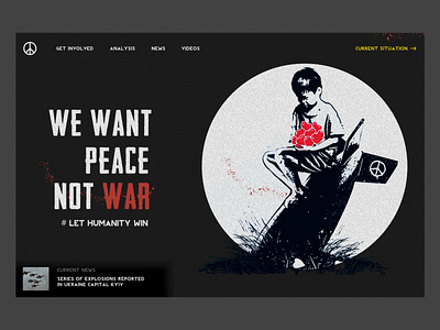 We want peace - Landing page clean ui design figmadesign hero section landing page ui ux war website