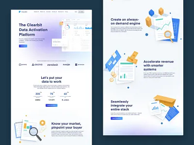 Clearbit Landing Page branding clean ui design figmadesign illustration interactive logo mobile ui ui ux