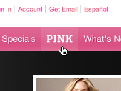 New PINK Nav button navigation pink rollover