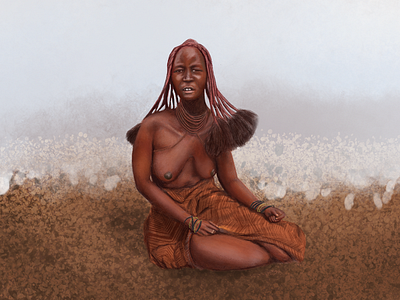 Himba woman photoshop realistic drawing woman illustration