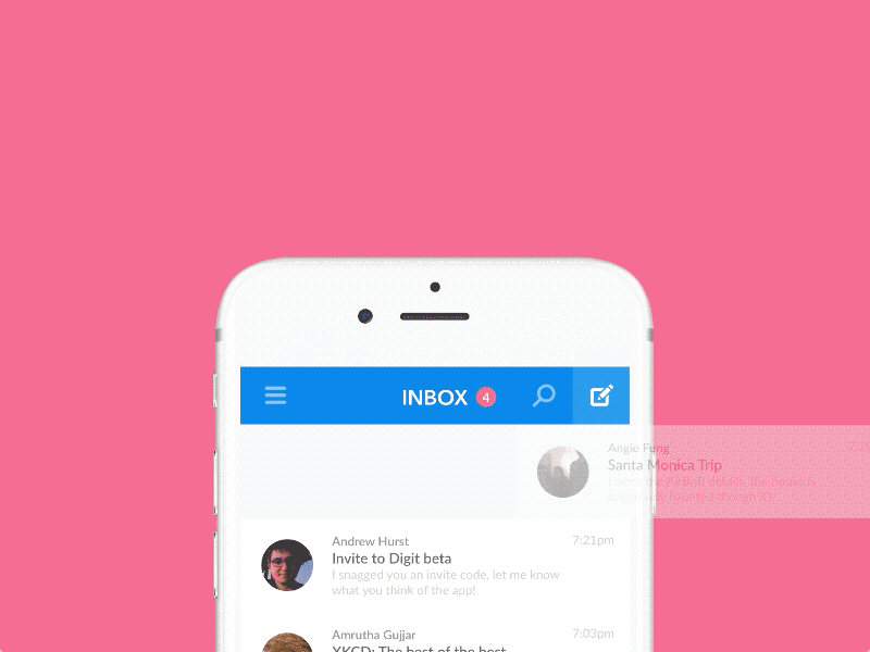 My Debut Shot app debut dribbble email inbox invite ios ui ux welcome