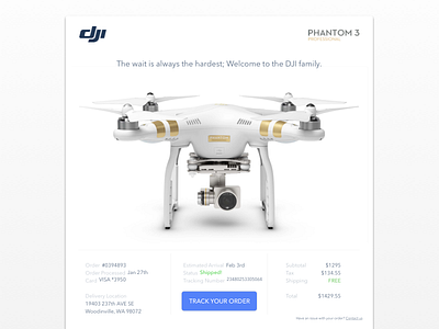 Email Receipt for Online Drone Purchase dailyui dailyui017 drone email form phantom purchase receipt shopping store