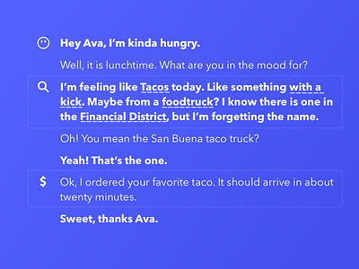 Search - Your digital assistant "Ava" conversational dailyui dailyui022 food interface ordering ui ux