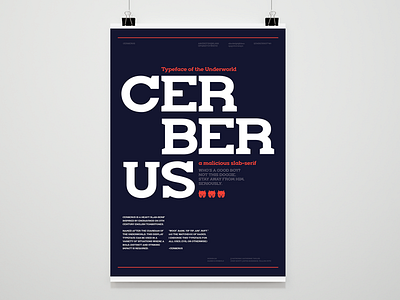 Cerberus - A Malicious Slab-serif font font specimen layout poster red serif slab slab serif specimen student type typeface
