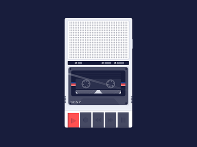 Retro Cassette Player Illustration
