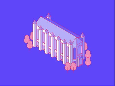 Suzzallo Library Illustration abstract architecture branding building geometric hackathon identity illustration isometric library monoline outline student