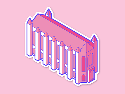 Suzzallo Library Sticker architecture branding building hackathon identity illustration isometric outline sticker student swag uw