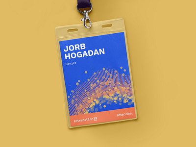 Interaction19 Attendee Badges algorithmic attendee badge branding card conference generative geometric identity lanyard mockup p5.js processing student ticket