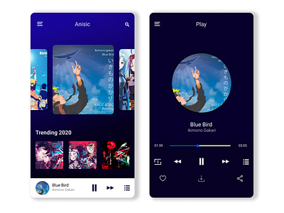 Anime Music anime app design minimal music ui