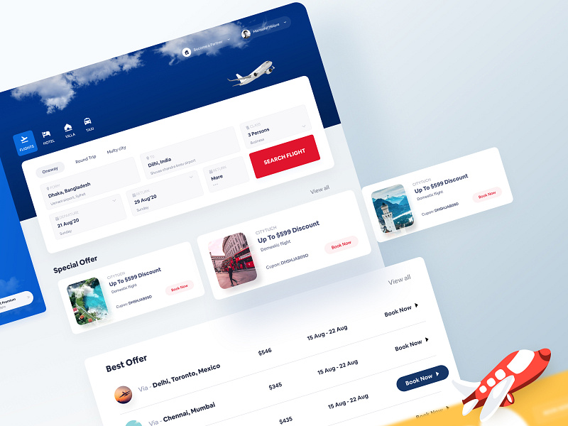Flight Booking site Design 1 by Mansurul Haque on Dribbble