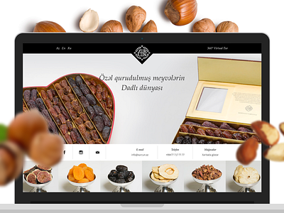 Promotional website for a store selling nuts and dried fruit