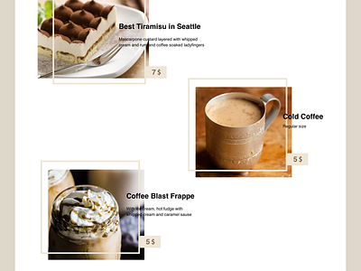 Menu for cafe website animation banner card clean coffee design interface menu price ui web