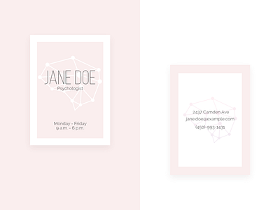 Business Card art business card cards cards design clean graphic modern pink print psychologist simple typography