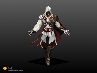 Assassin’s Creed Low Ploy dark illustration low people poly sketch ui